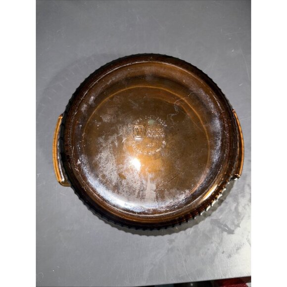 Vintage Anchor Hocking 2 qt Amber Glass Ribbed Casserole Dish 1438 NO LID - Picture 5 of 16